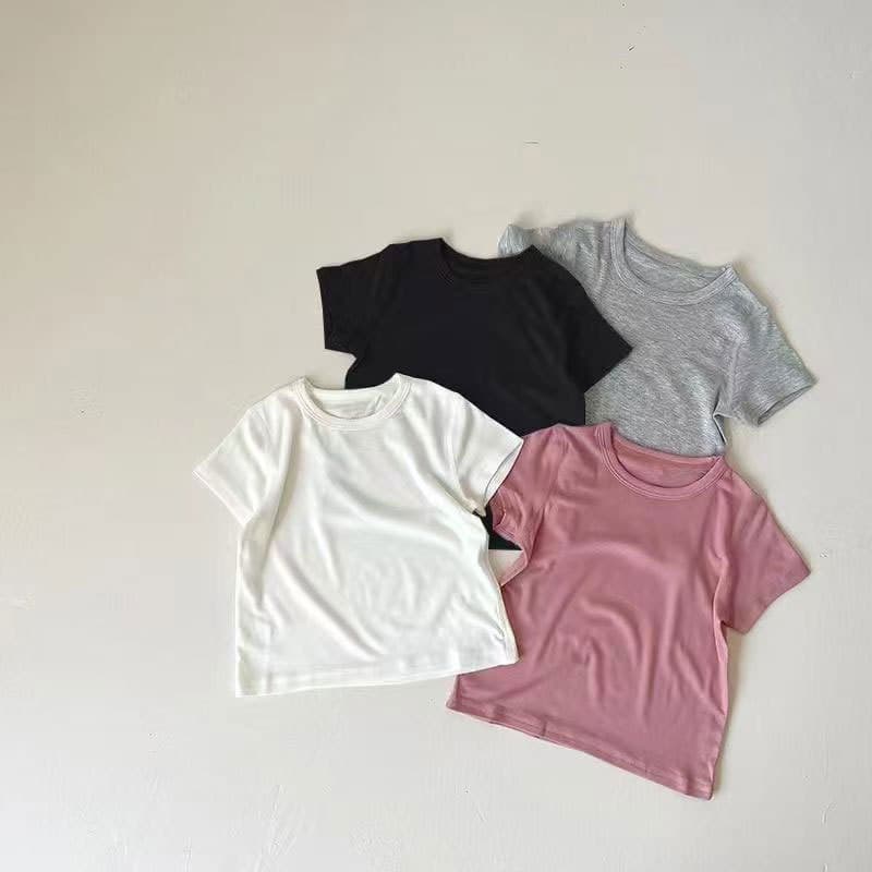 Summer solid color T-shirt for boys and girls, children's short-sleeve thin casual top, kids' basic shirt