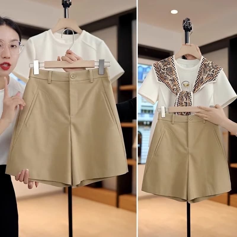 A-line shorts women's summer petite pants 2026 new outer wear summer thin casual suit five-quarter pants