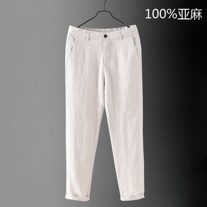 Men's Casual Linen Straight-Leg Pants Spring Summer Loose Fit Trousers New Arrival