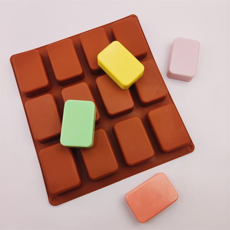 12-Cavity Rounded Rectangle Soap Silicone Mold DIY Cake Ice Cube Cookie Pastry Handmade Baking Mold