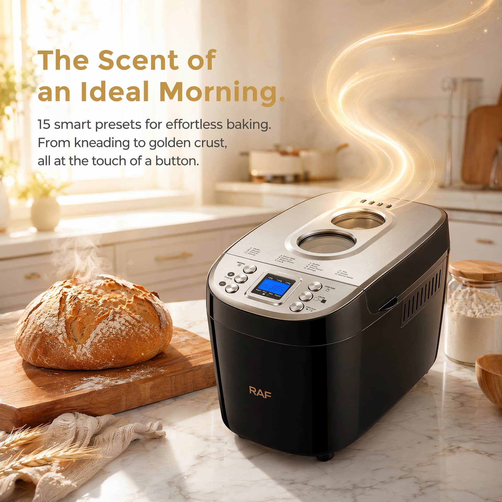 Cross-border Household Small 1.5kg Automatic Bread Maker 3-in-1 Bread Baking Machine Kneading Dough Fermentation