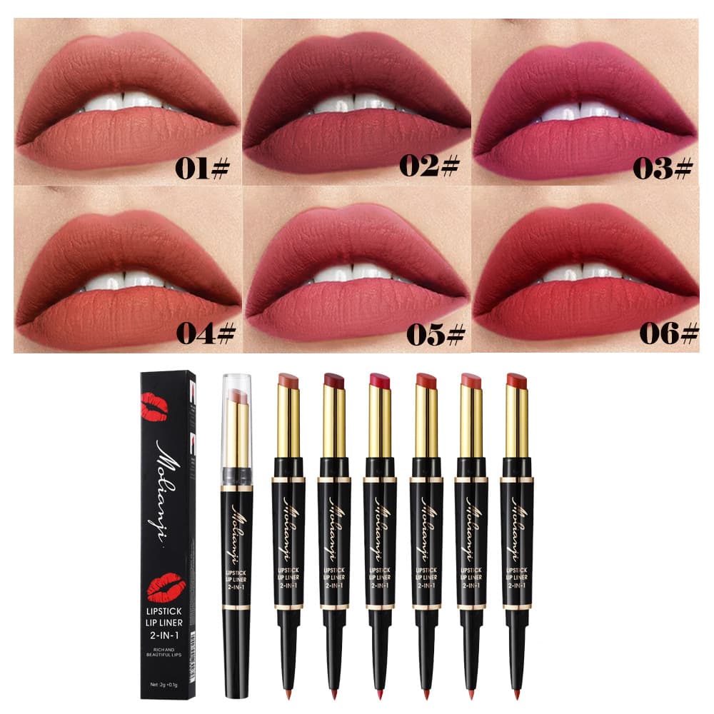 Cross-border Matte Lip Liner Pencil Red Contour Shade Lipstick Long-lasting Non-stick Cup Moisturizing Lip Makeup