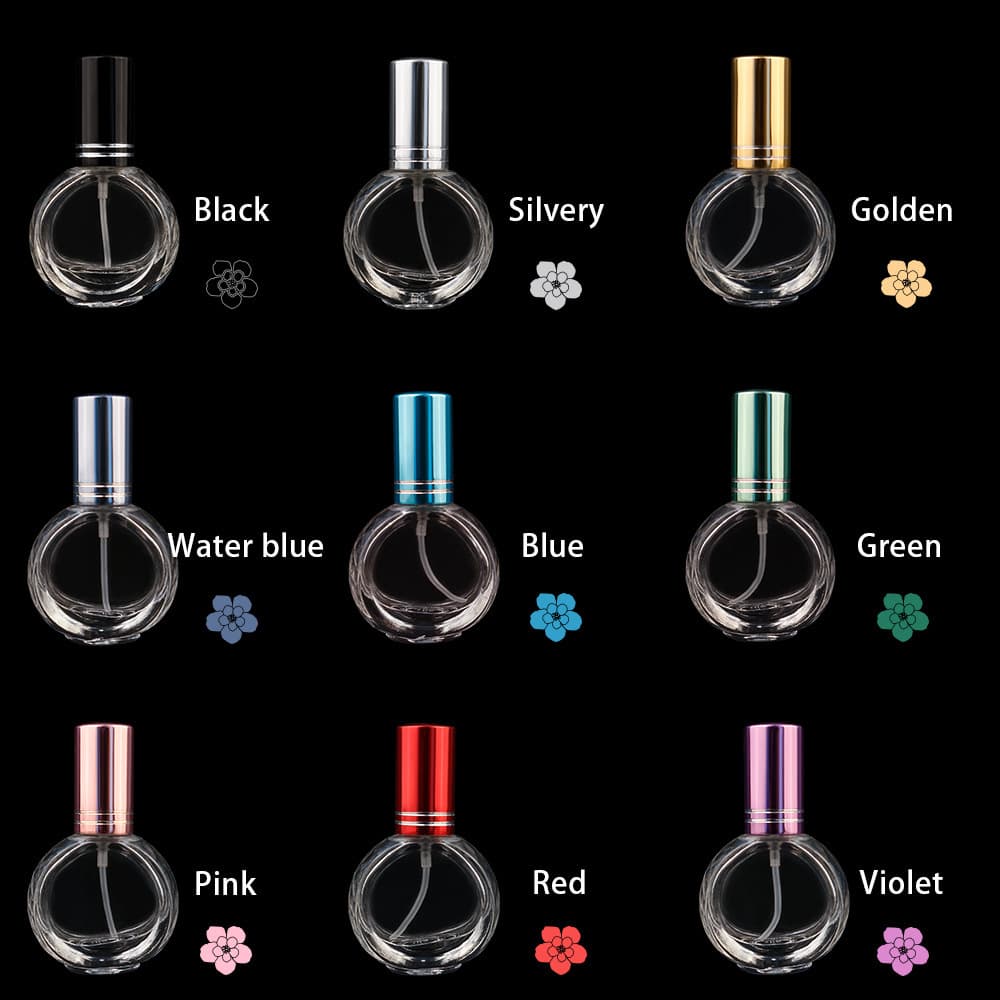 10ml Flat Round Transparent Glass Spray Bottle Perfume Atomizer Cosmetic Packaging Refillable Screw Cap Spray Bottle