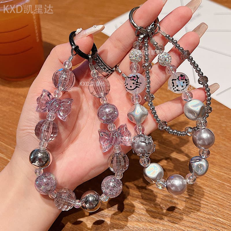 Creative Phone Strap Butterfly Five-Pointed Star Crystal Stone Phone Case Chain Keychain Chain Hand Strap Phone Charm Crystal