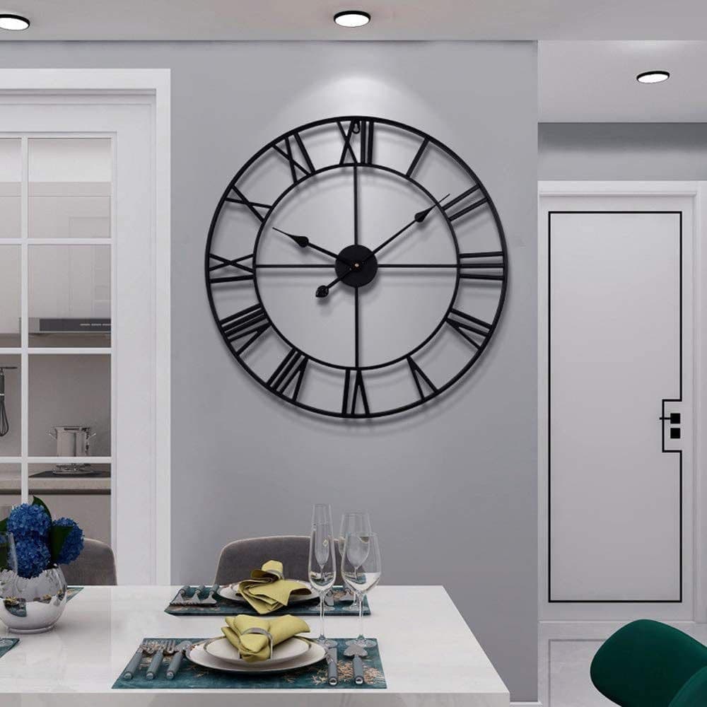 European Style Wall Clock Simple Living Room Iron Art Silent Digital Hanging Clock Creative Ji Feng Clock Cross-border Clock