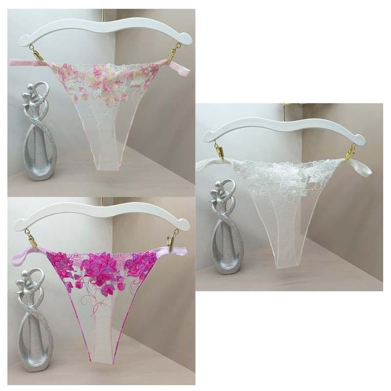 T-string French sexy flower transparent women's lace fixed embroidered underwear cross-border code special combination