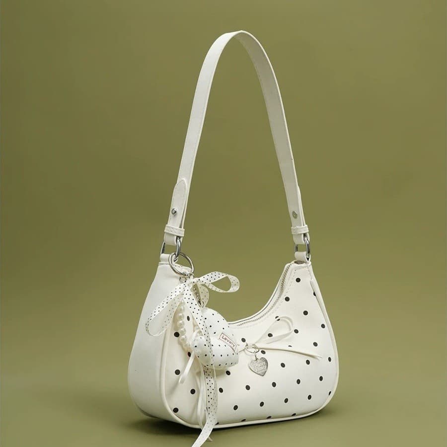Wholesale Korean-style Cloud Dot Handbag New Trendy Girl Daily Fresh Bow Shoulder Crossbody Bag