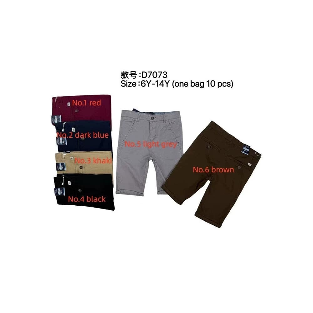 Hot selling big boys' colored pants children's shorts high quality colored pants in stock chinos shorts 6-14Y