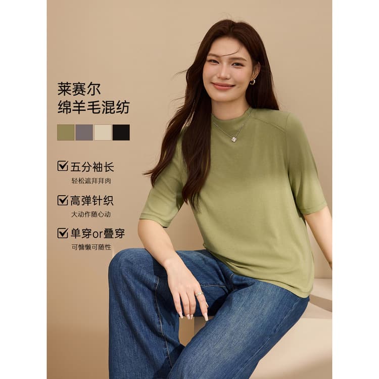 Slimming Five-Sleeve Knit Top: Xianlixiu Plus Size Women's Elegant Comfortable Blouse for Plus Size Ladies 2025 Autumn New Arrival
