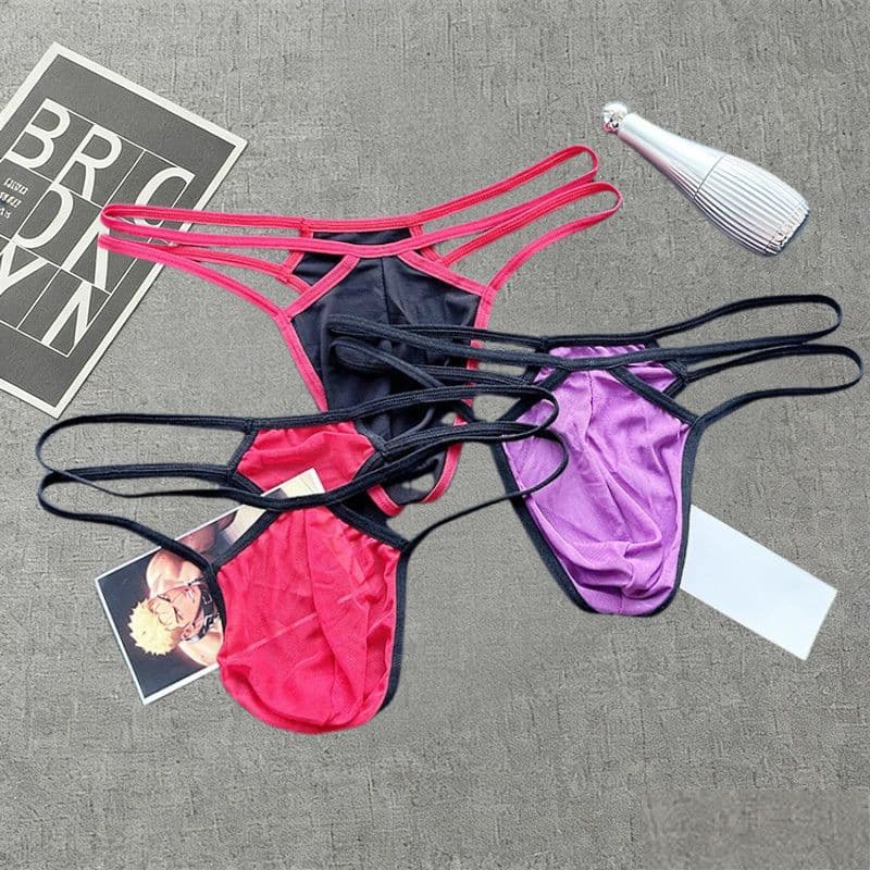 2026 AliExpress Transparent Sexy Bikini Thin Straps Hollow Breathable Sexy Triangle Low Waist Men's Underwear Seamless