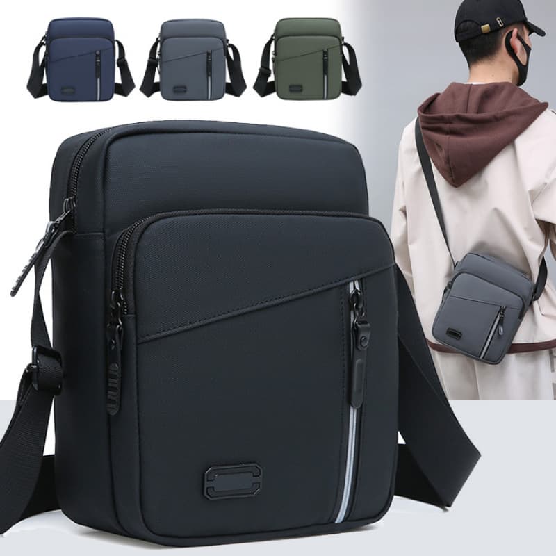 Men's New Oxford Fabric Casual Crossbody Bag Multi-layer Business Shoulder Bag Waterproof Wallet Tool Backpack