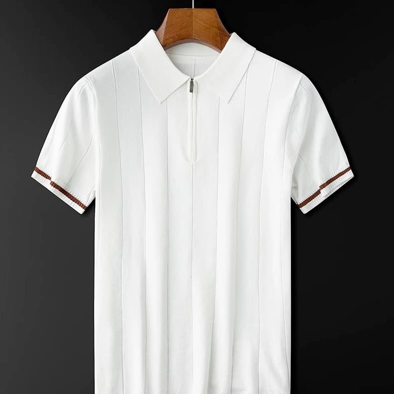 Factory direct sales lapel short-sleeved polo shirt men's trendy brand summer Korean version trend new versatile knitted half zipper