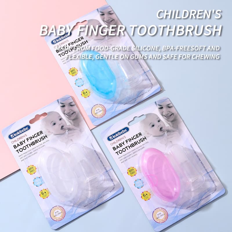 English Card Finger Toothbrush, Children's Silicone Soft-Bristle Infant Toothbrush for Milk Teeth Cleaning