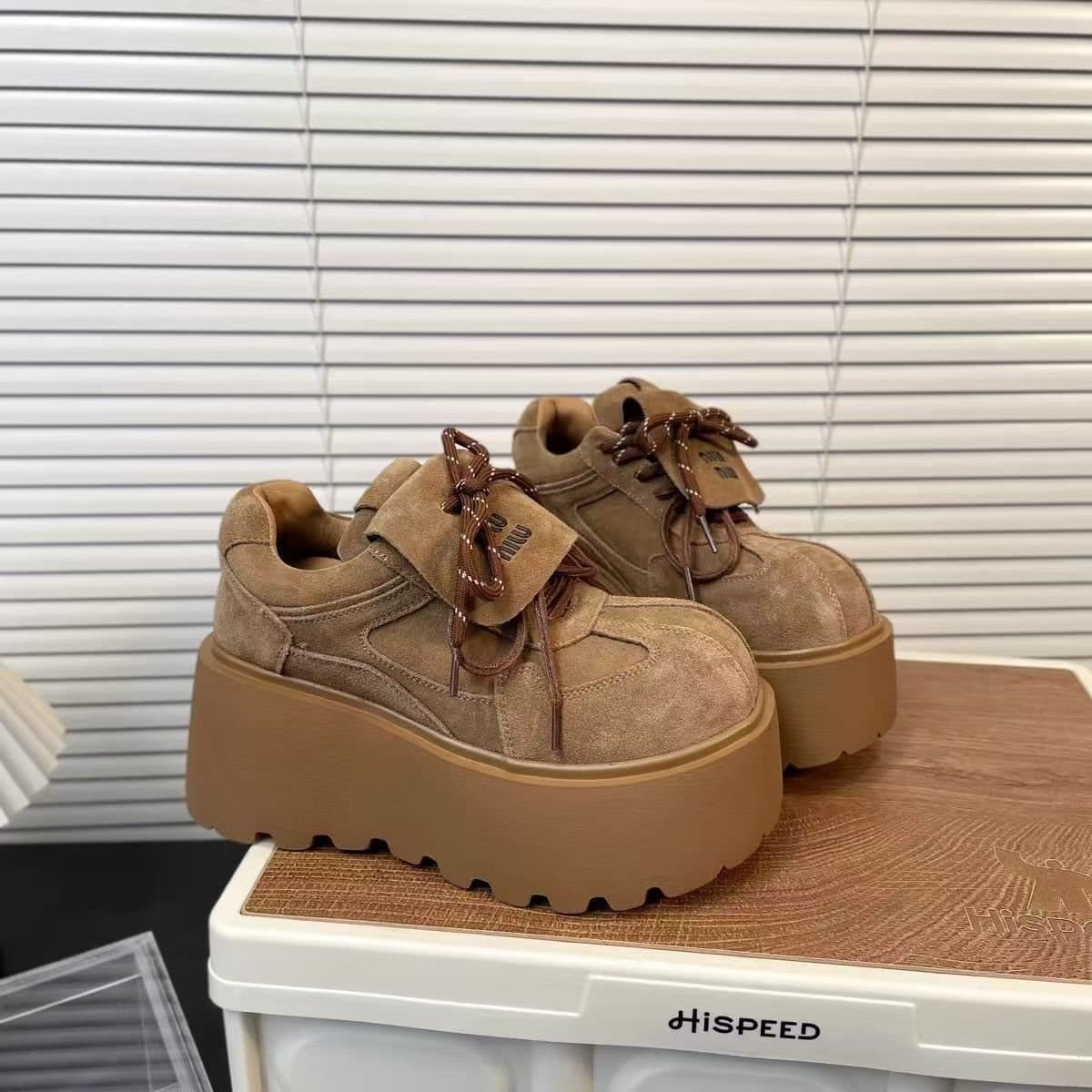 Vintage Suede Leather Petite Spring/Summer Trend Turn-Collar Thick-Soled Platform Casual Bread Shoes
