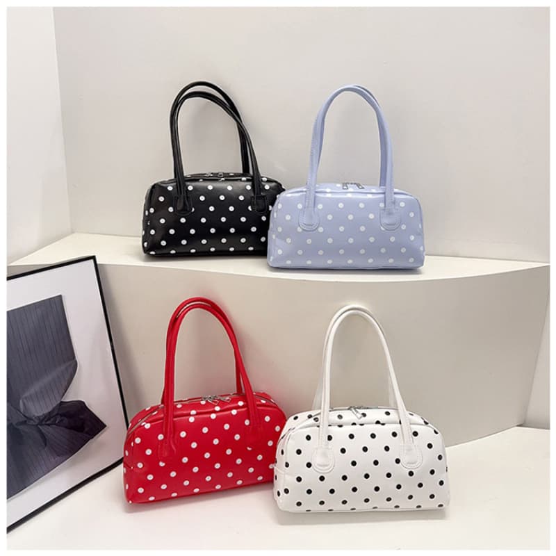 2026 New Women's Cute Mickey Bag Bowling Tote Bag Textured Fashion Polka Dot Crossbody Boston Bag