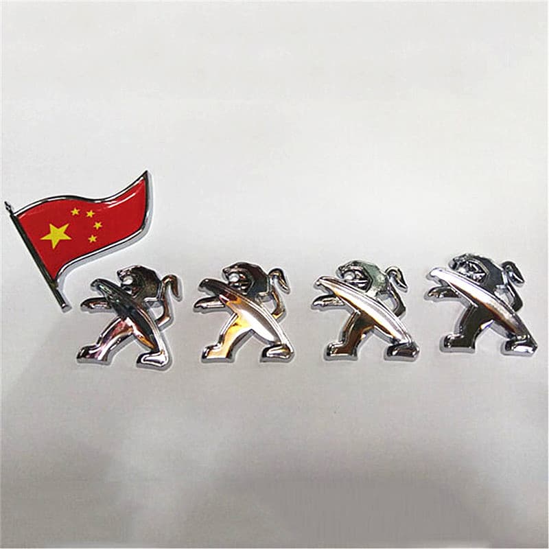 Suitable for Peugeot 408 308 301 508 3008 modified into a team of little lions raising flags decorative metal car stickers