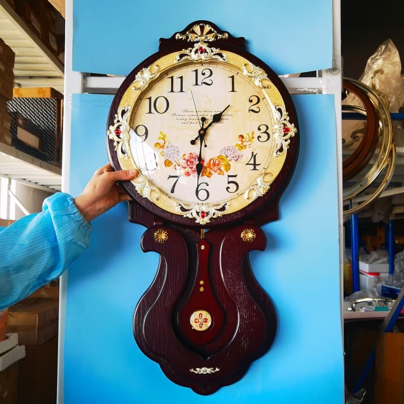Korean Style New Creative Living Room Bedroom Villa Large Silent Movement Electronic Quartz Wall Clock Pendulum Clock