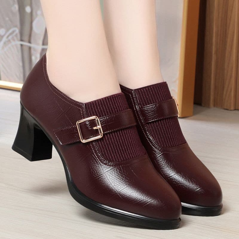 Chunky Heel Versatile Wholesale Chunky Heel Flats Women 2026 Spring Autumn New Deep Mouth Waterproof Platform Professional High Heel Women's Shoes