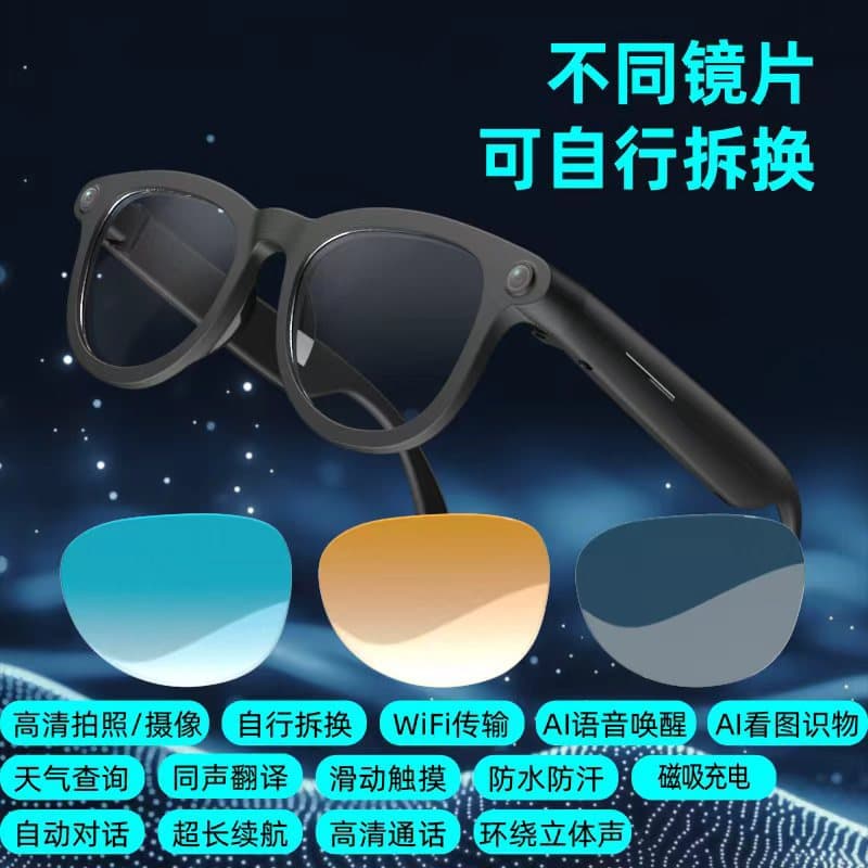 SG70 Smart Bluetooth Audio Glasses for Calls, Music Playback, Photo/Video Capture, and AI Voice Assistant Translation