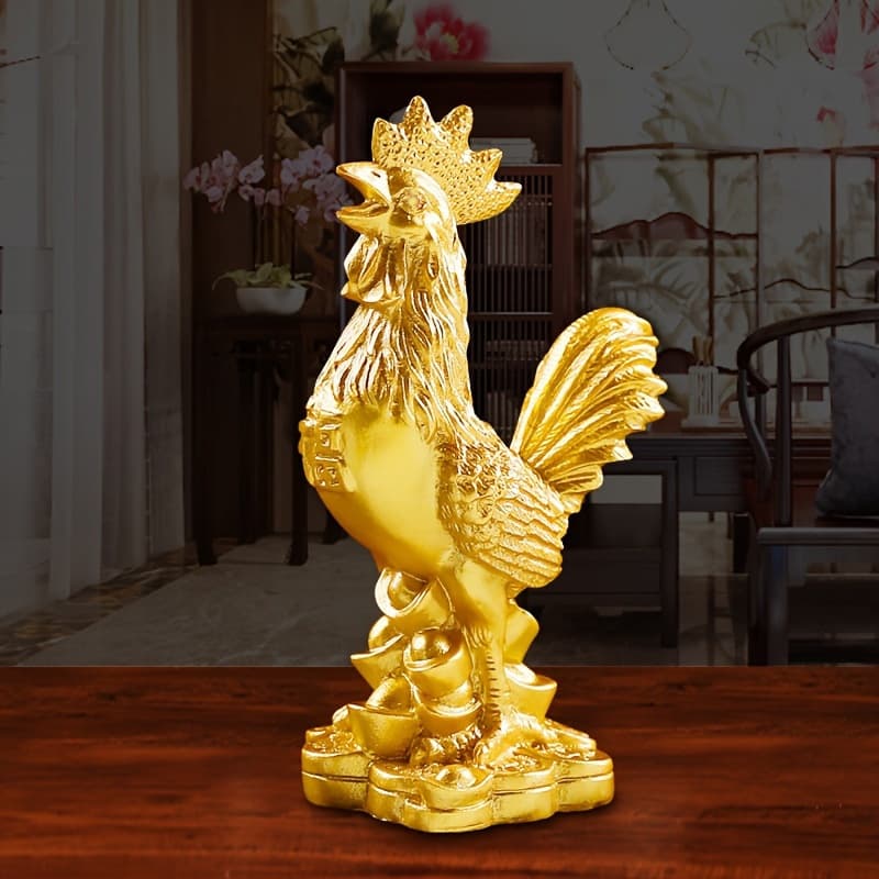 Cross-border golden rooster ornaments ingot golden rooster jewelry resin zodiac chicken home desktop decoration wholesale
