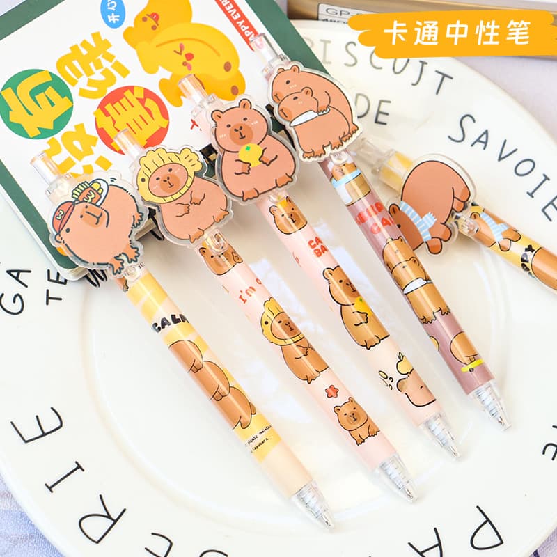 Kapibala acrylic patch press pen + cute high-value gift pen + student stationery gel pen black pen