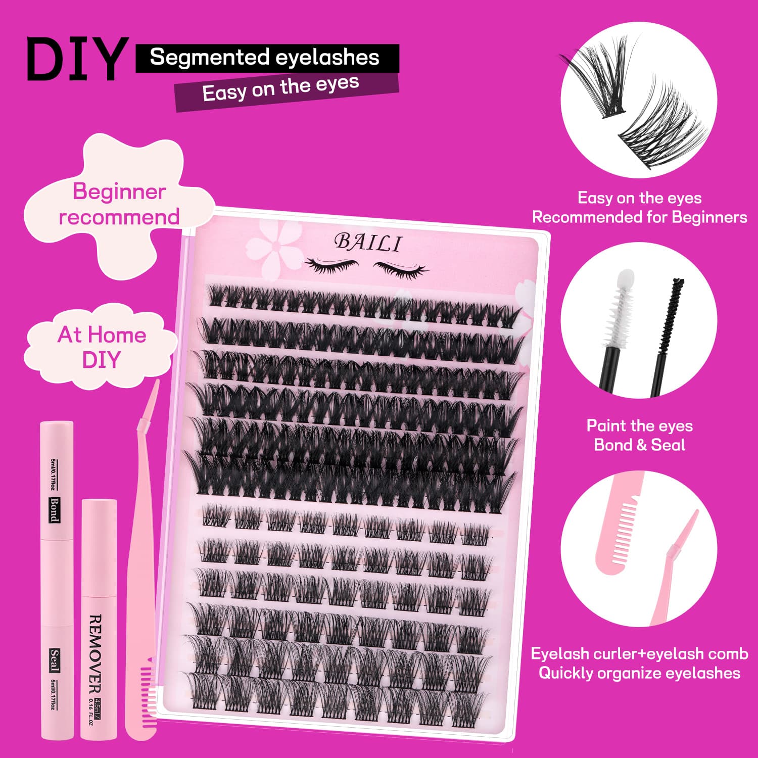 Segment Lash Self-Lash Extension Kit - Manga Eye Style with Glue and Tweezers Combo