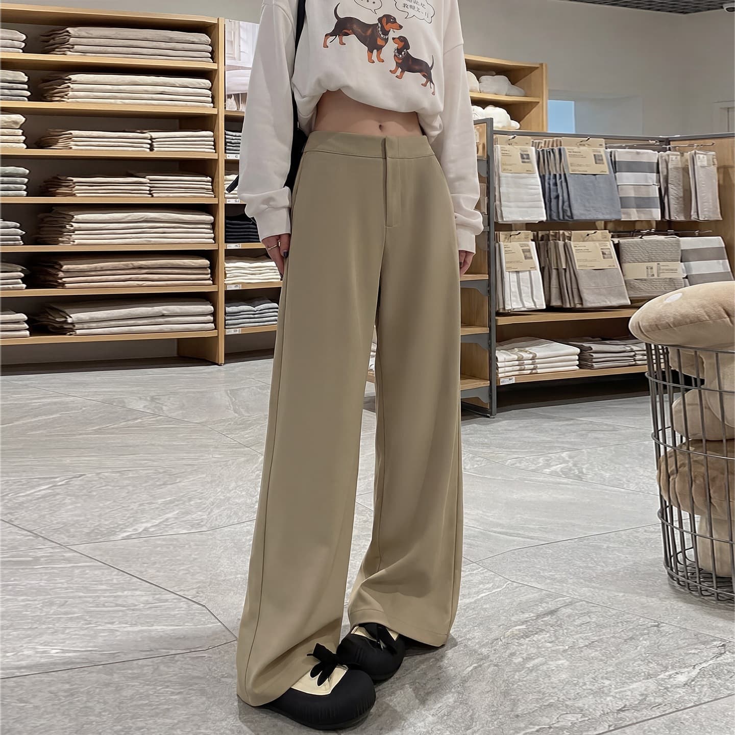 Shunene High-Quality Wide-Leg Pants for Women 2026 Summer High-End Drapey Trousers Slim Straight-Leg Suit Pants for Tall Women
