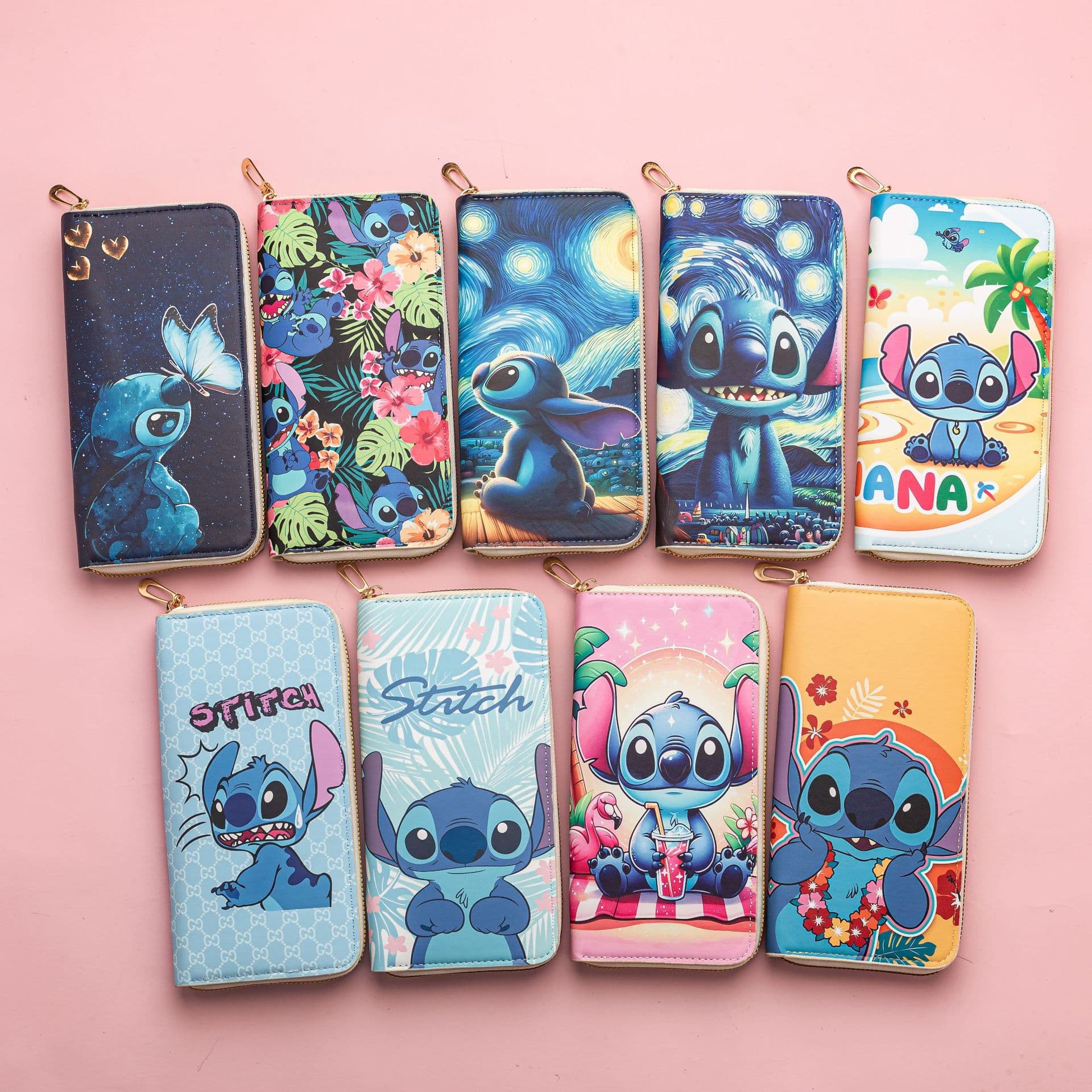 Long Zipper Printed Wallet Student Cartoon Change Bag Card Holder Fashionable PU Material Neutral Gender Daily Use Waterproof