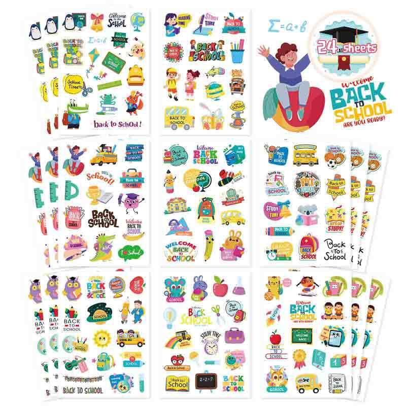 Adorable Back-to-School Stickers Children's Reward Stickers First Day of School Teacher 256 Pcs Cute Print Paper Stickers