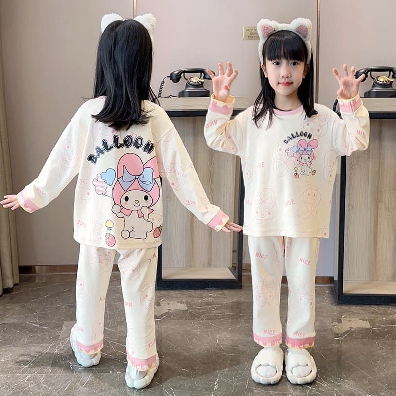 100% Cotton Pajama Pants for Girls, Long Sleeve Thin Style for Fall and Winter, Princess Sleepwear for Kids, Homewear for Spring and Autumn