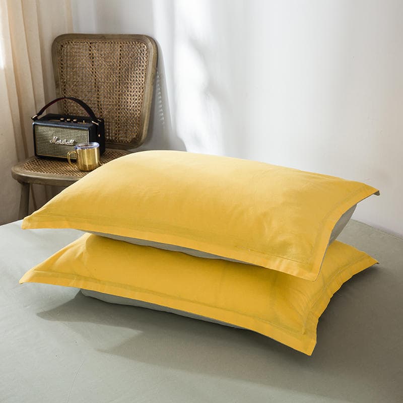 Solid Color Pure Cotton Pillowcases, High Thread Count Dense Twill Reactive Dye Envelope Style, Wholesale for Dorms, Hotels, and Inns