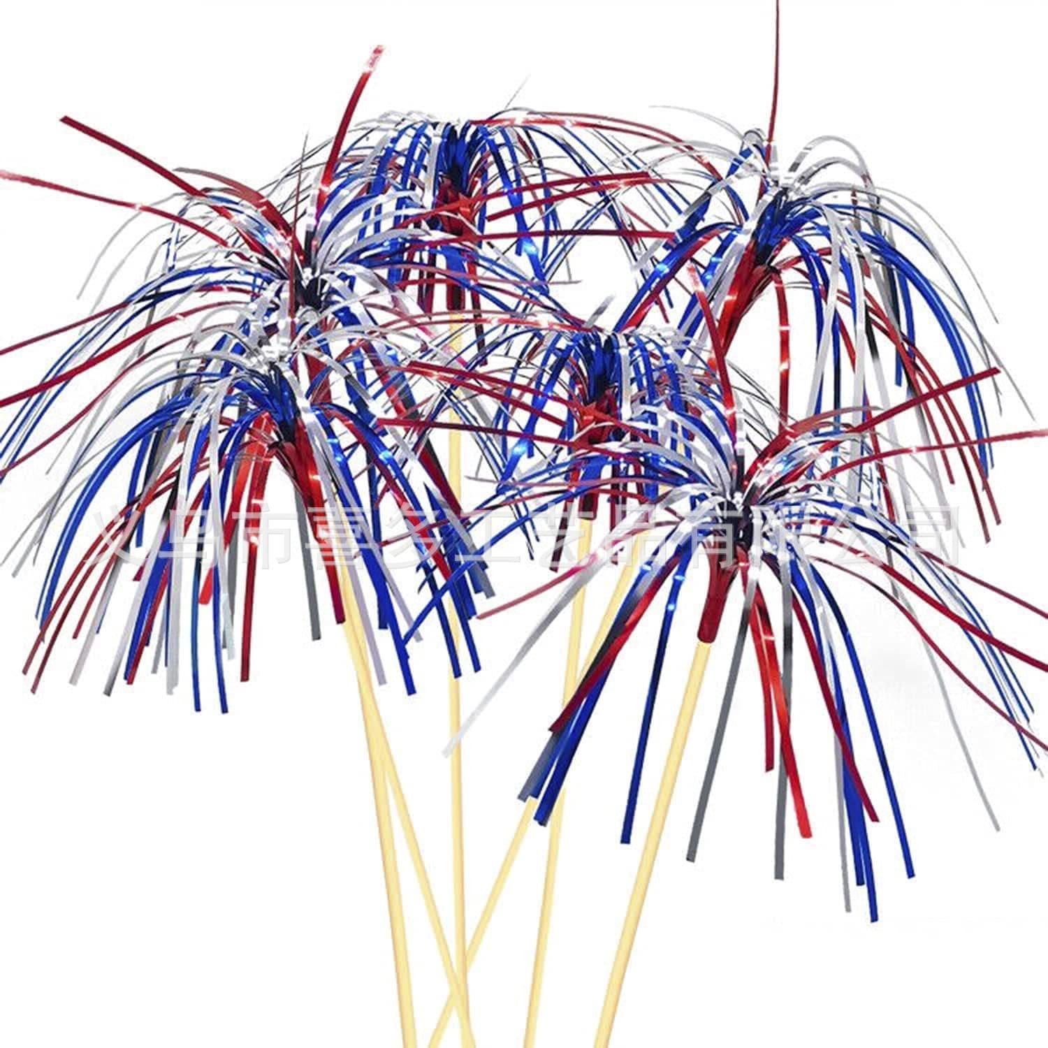 100pcs Creative Three-Color Firework Picks Fruit Picks Cake Picks Fruit Platter Decoration Picks Hotel KTV Bar Picks