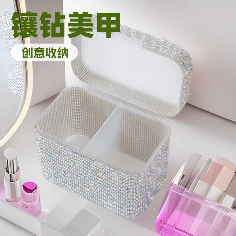 New desktop diamond manicure towel storage box diamond jewelry box creative storage box for manicure