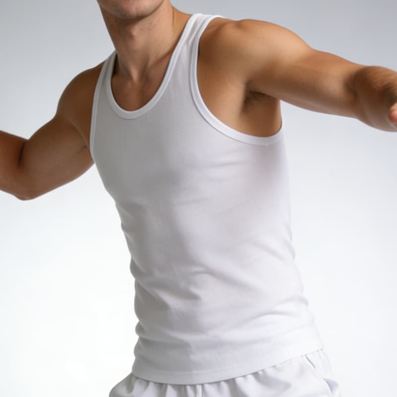 European and American TK Thread Men's Pure Cotton Letter Vest, Full Cotton Undershirt, Men's Sleeveless Sweat-Absorbing White Base Layer for Autumn and Winter