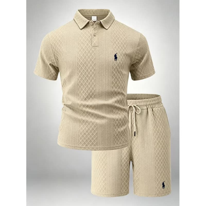 Cross-border men's summer European and American new jacquard fabric men's sports and leisure thin lapel POLO shirt short-sleeved suit