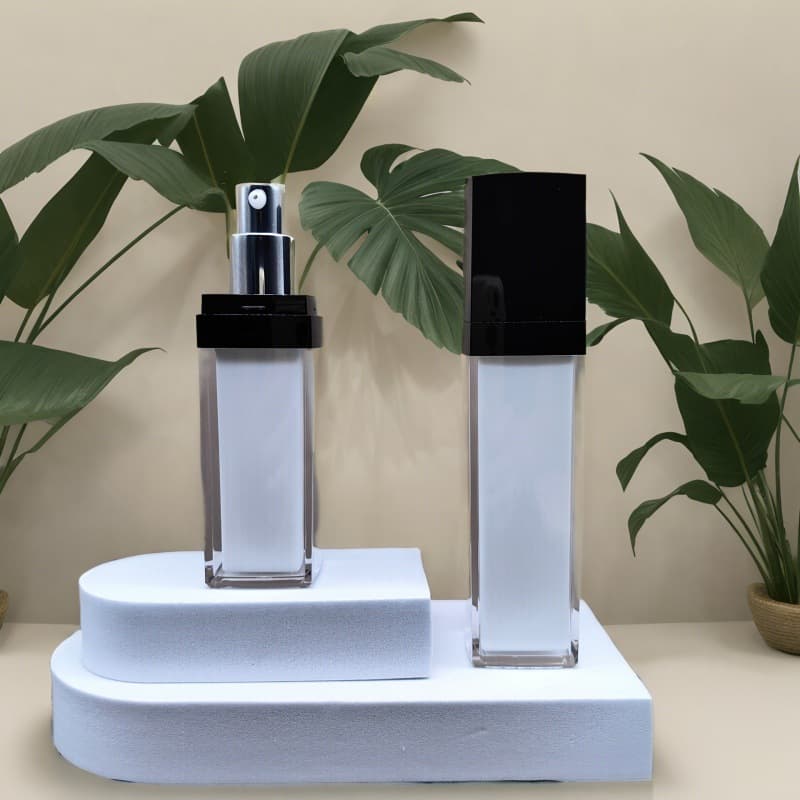 In Stock 15ml-100ml Square Acrylic Press Pump Lotion Bottle Double-Layer Thick-Wall Essence Bottle Travel Dispensing Bottle