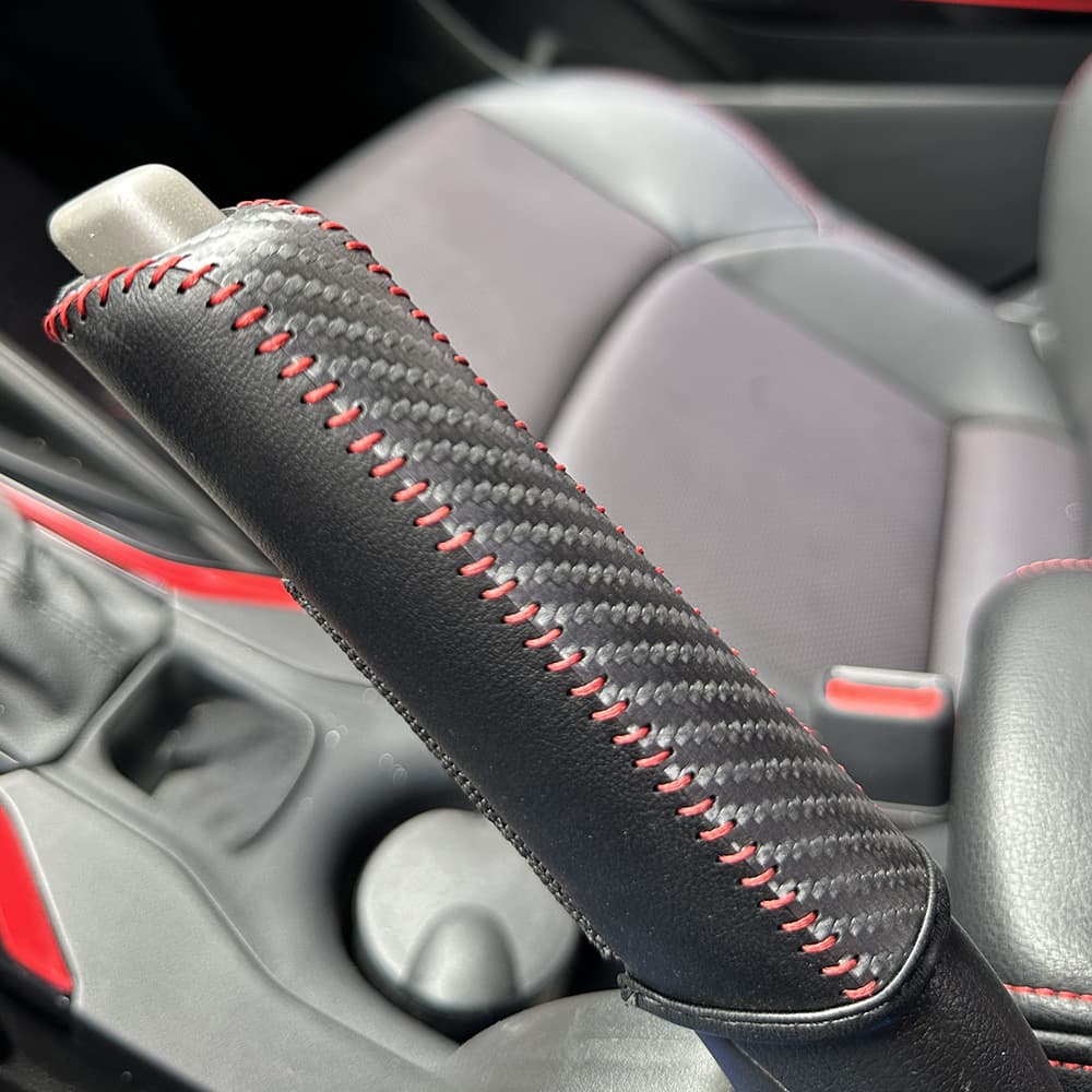 Universal Car Shift Lever Handbrake Leather Stitching Brake Lever Decorative Protective Cover Gear Shift