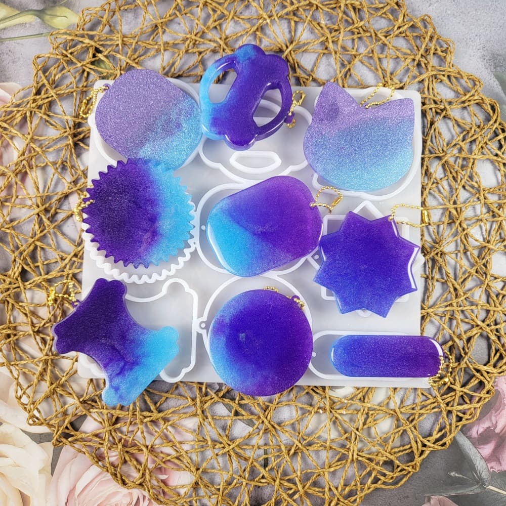 Z0040 Geometric Shape Pet Keychain Mold Crystal Epoxy Silicone Mold DIY Decoration Silicone Mold