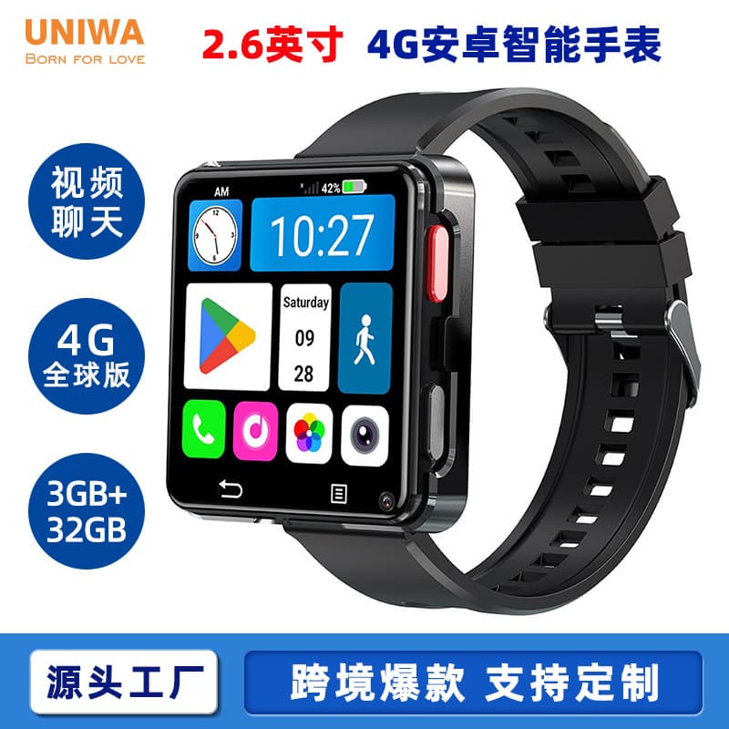 Export Android Smart Watch 4G Global Version with SIM Card Slot, HD Dual Camera, Multi-function Call & Sports Bluetooth Watch