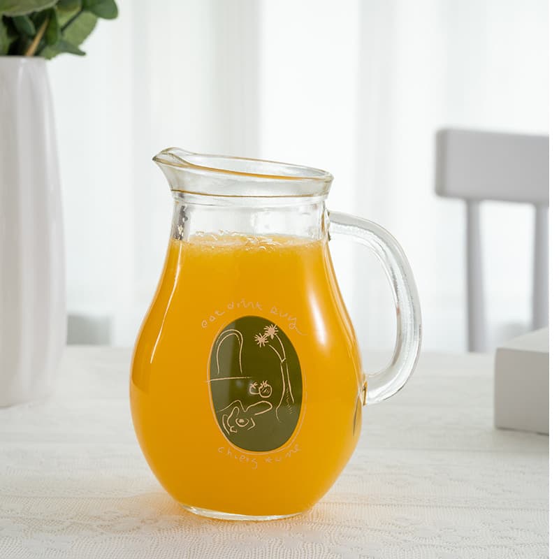 Korean Ins Style Cold Water Glass Coffee Pot Large Capacity Glass Wine Jug with Handle Milk Pitcher Water Kettle