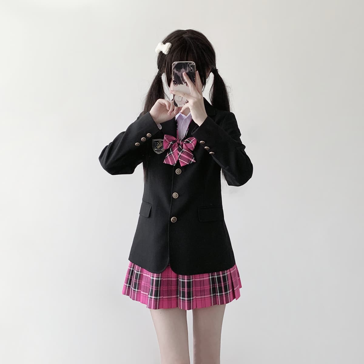 Original JK style slim-fit black suit jacket, Japanese uniform, preppy style, versatile and slimming, three-button blazer for autumn and winter.
