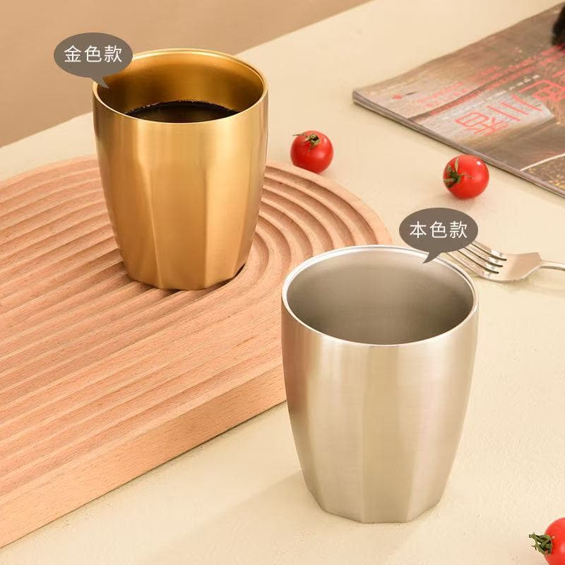 304 Double-Layer Shiquan Cup & Bada Cup Stainless Steel Beer Mug, Cold Drink Coffee Cup, Anti-Scald Children's Water Cup, Factory Direct