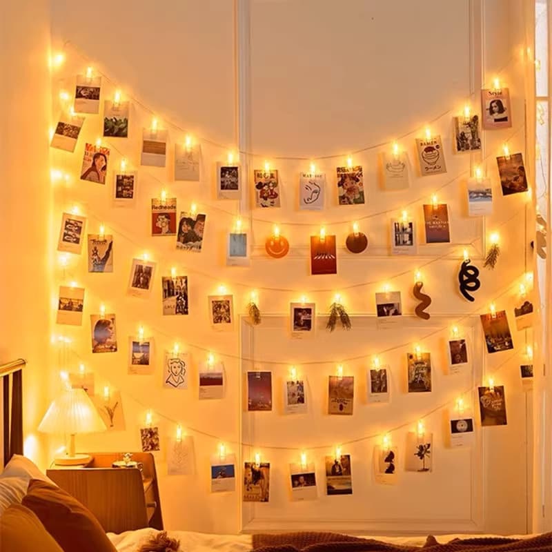 Photo clip light LED colorful light string love Internet celebrity wall bedroom room romantic decoration birthday photo wall Douyin