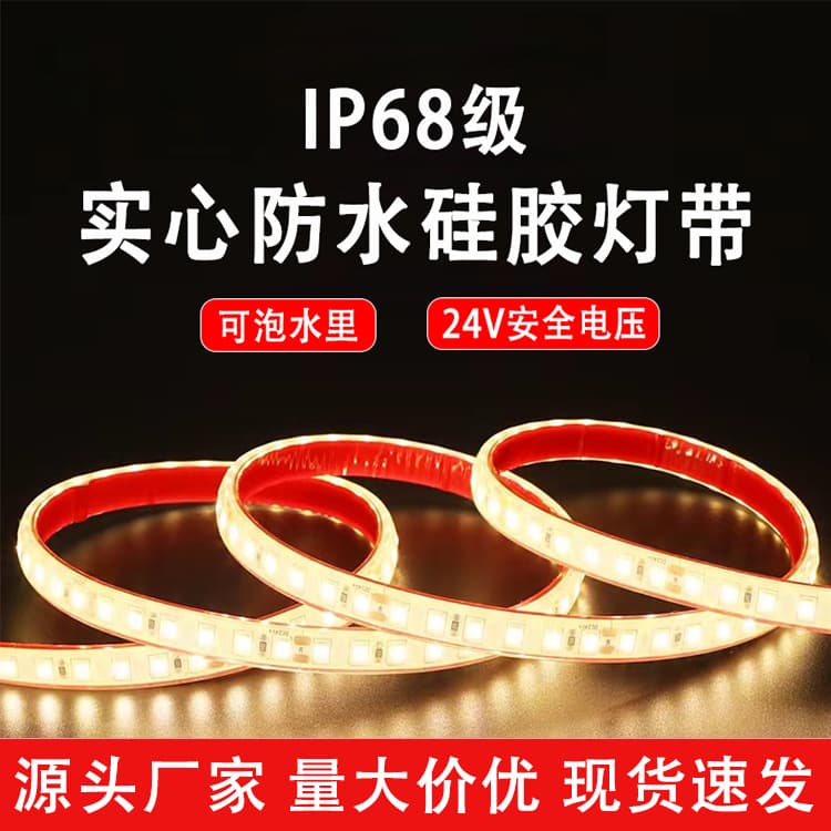 LED Strip Light Low Voltage 24V Solid Silicone IP68 Outdoor Waterproof High Brightness Underwater Light Strip Lighting Pool Landscape Light