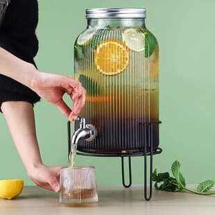 Dropship Cola Bucket Beer and Beverage Dispenser with Spigot, Fruit Tea Barrel, Juice Container, Glass Bottle for Mixing Drinks