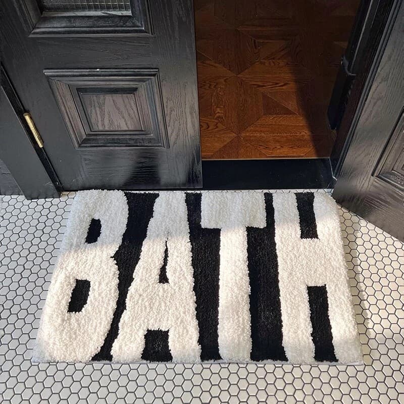 Thickened Cashmere-like Bathroom Mat Personalized Creative Text Non-Slip Easy to Clean Entrance Door Mat for Bathroom