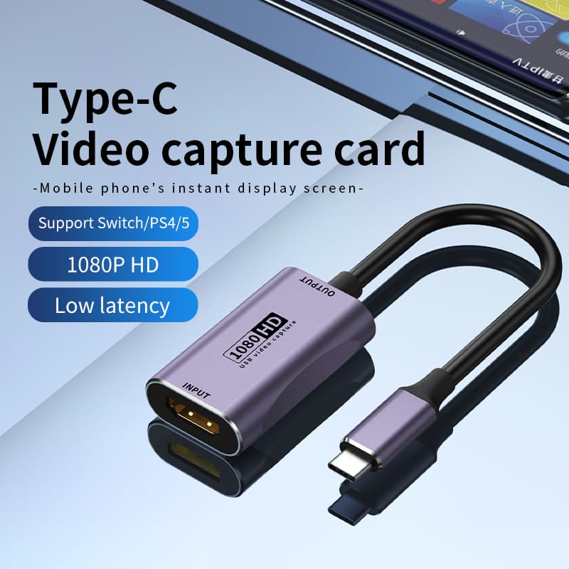 Type-C Game Capture Card 1080p Audio Video Acquisition Card For PS4 Switch Laptop Live Broadcast Recorder