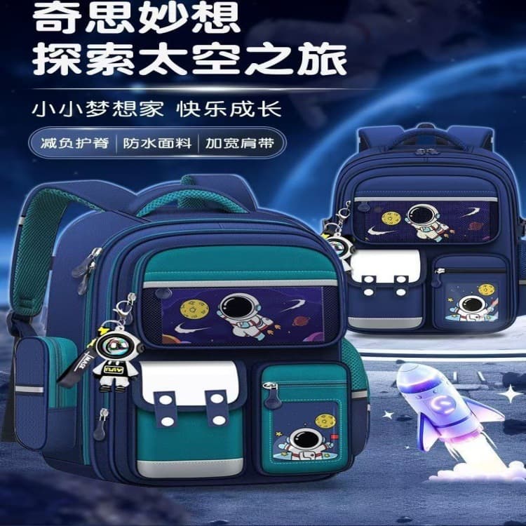 Astronaut Kids Backpack for Boys, Grades 1-6 Elementary School, Spine Protection, Lightweight, Shoulder Relief, Double Strap