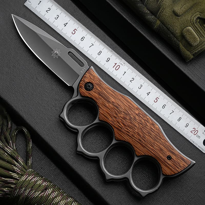 Folding boxing gloves, tiger finger knife, multi-functional car window breaker, outdoor self-defense saber, boxing buckle, four-finger hand brace knife