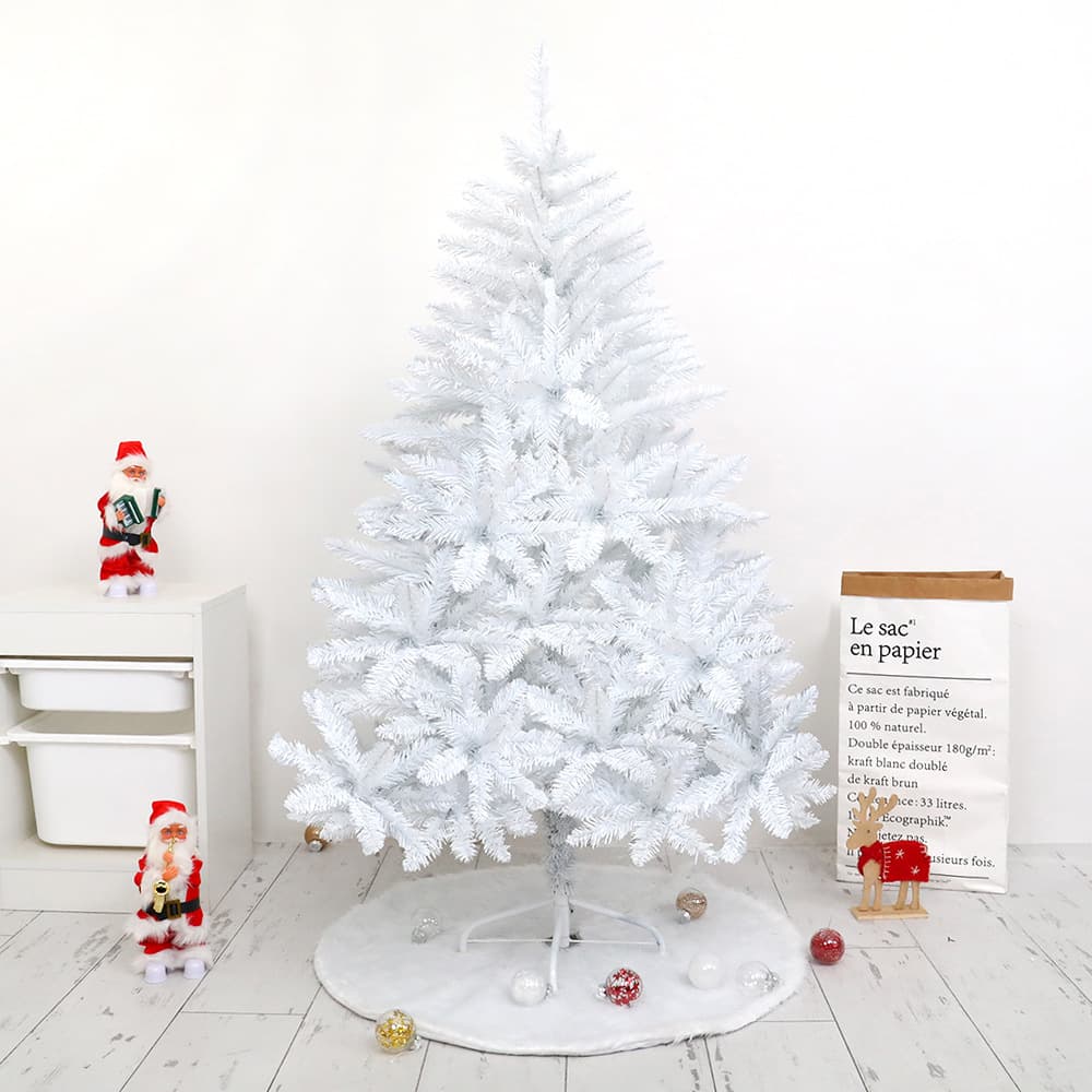 White Simulated PVC Christmas Tree with LED Bullet Tip Lights, New Style Christmas Tree Set
